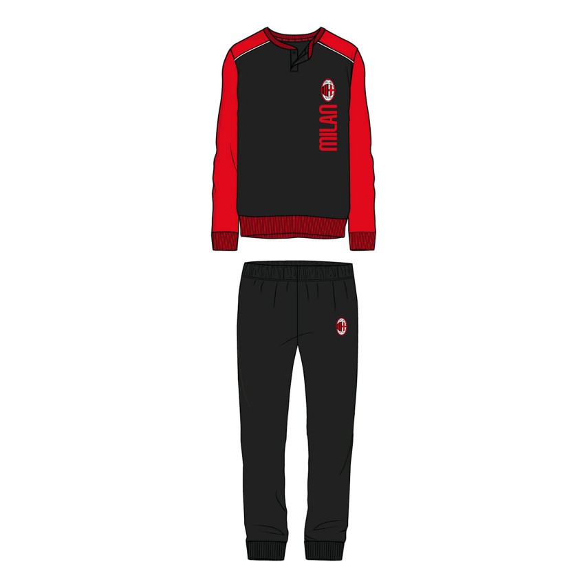 Pigiama uomo ufficiale Milan in caldo cotone rossonero PIGM 1180
