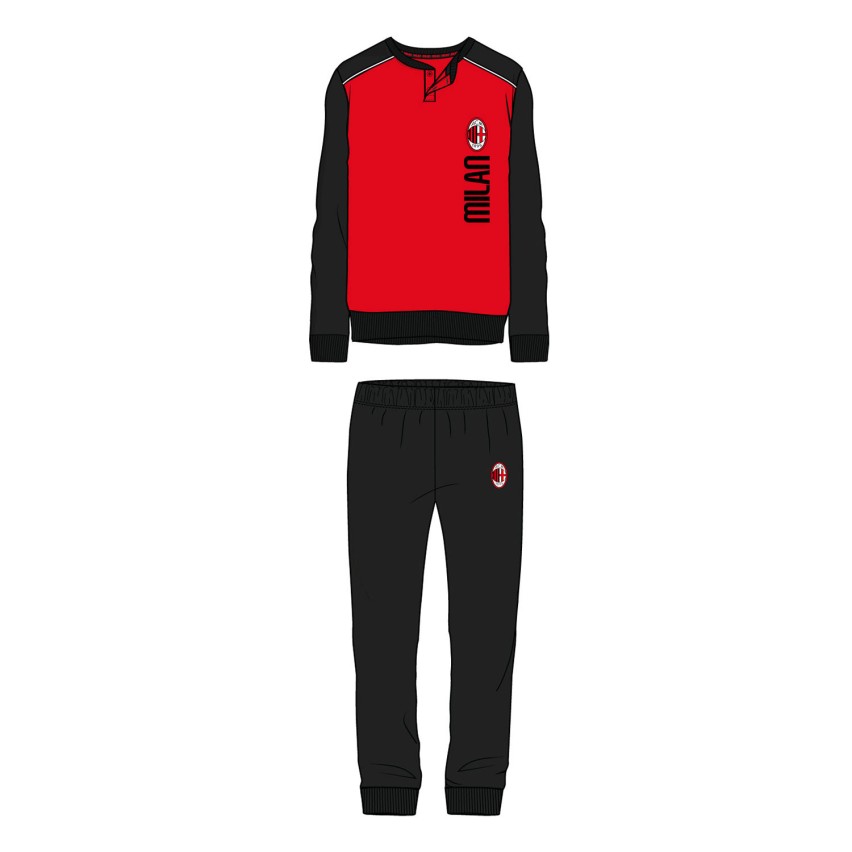 Pigiama uomo ufficiale Milan in caldo cotone rossonero PIGM 1180