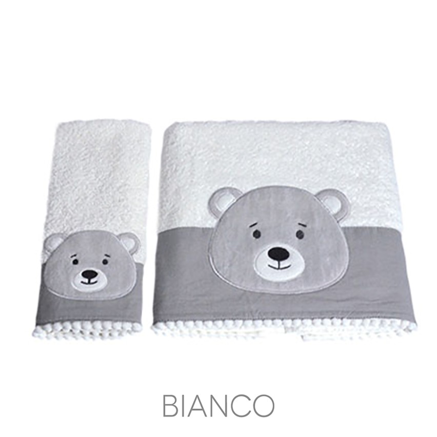 Asciugamani Bimbo con orsacchiotto 100% Cotone Vingi Yoghi 2 Pezzi