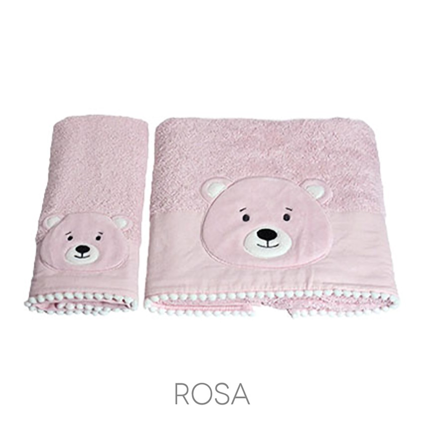 Asciugamani Bimbo con orsacchiotto 100% Cotone Vingi Yoghi 2 Pezzi