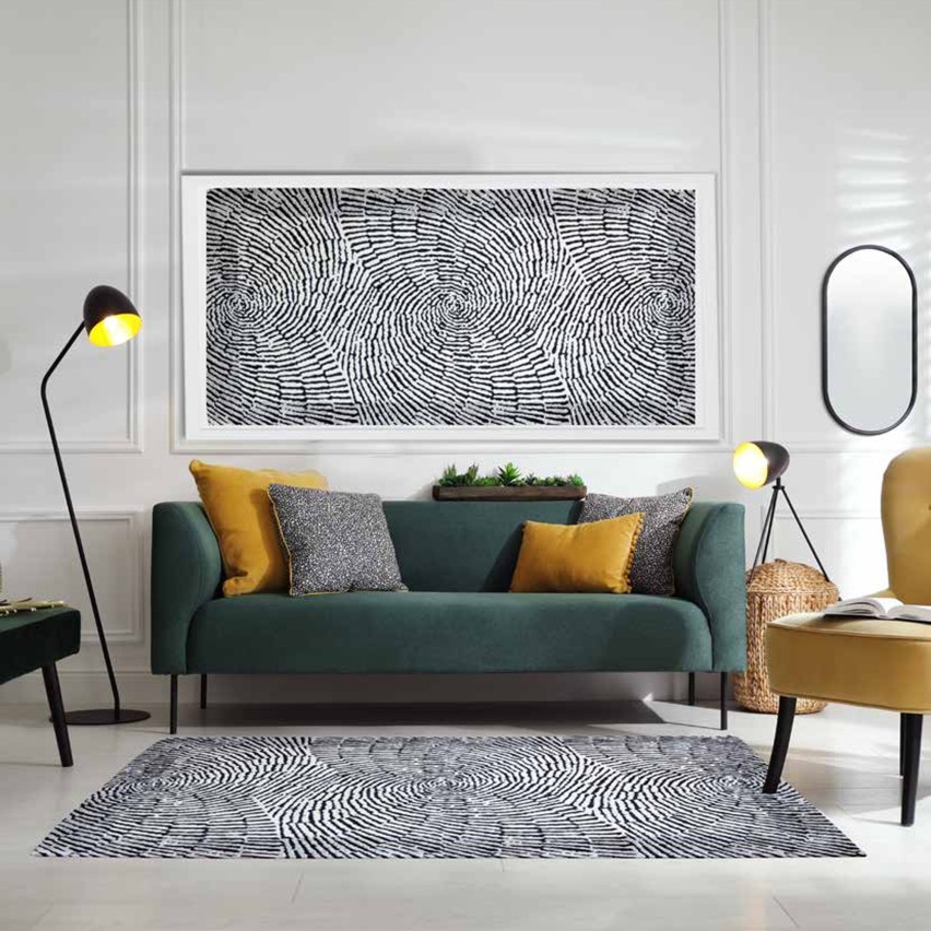 Tappeto arredo jacquard in ciniglia con antiscivolo Ondule Zambaiti