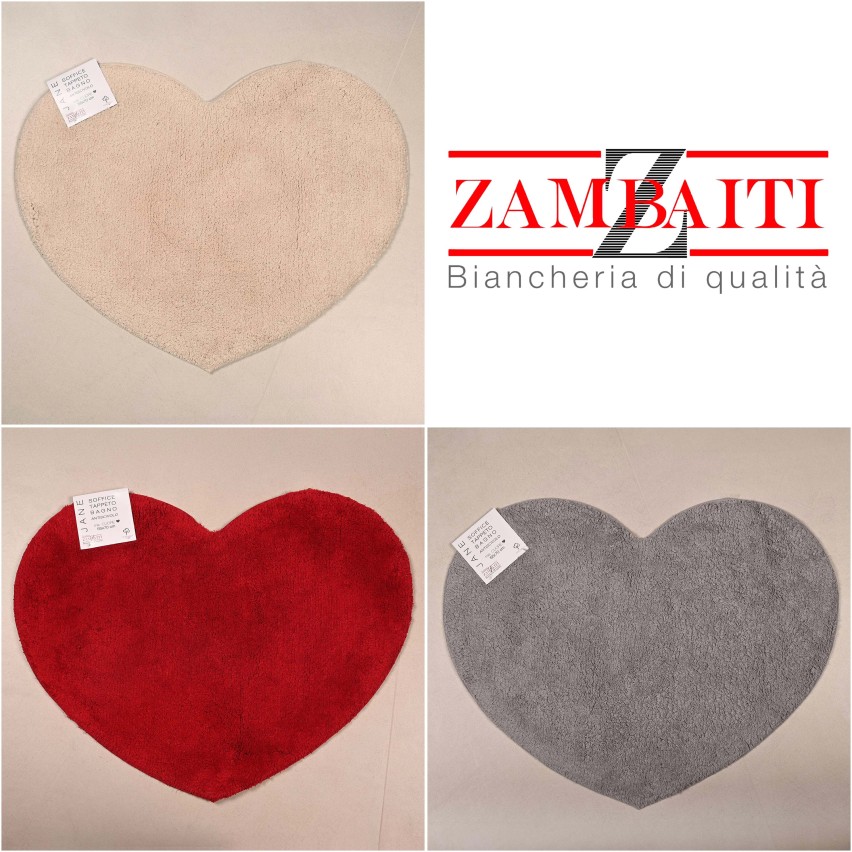 Tappeto bagno Forma di Cuore in 100% Cotone Jane Zambaiti 