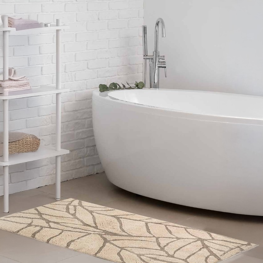 Tappeto da arredo ricami foglie 100% Cotone Leafy Zambaiti
