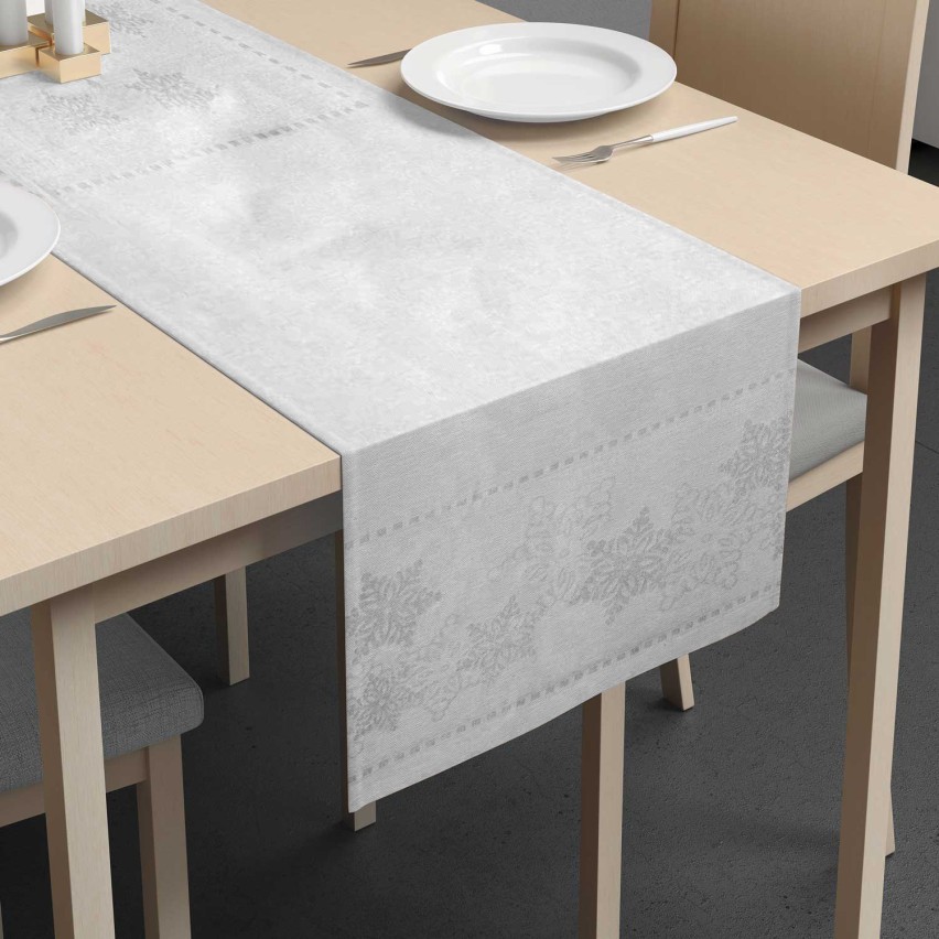 Runner tessuto jacquard neve brillantinata Zambaiti