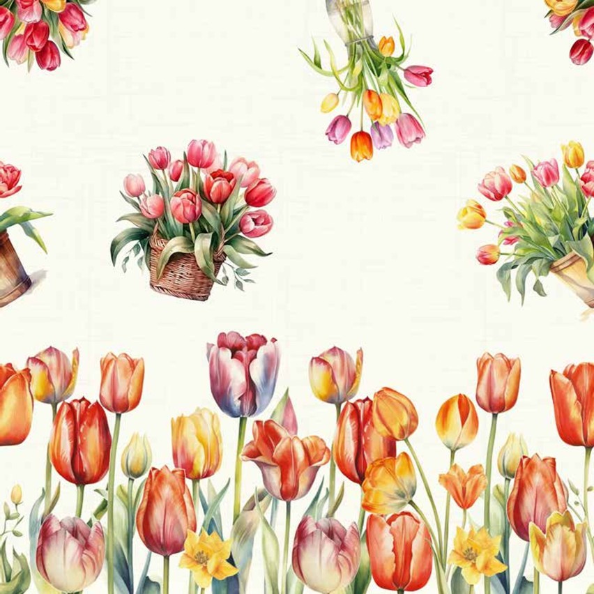 Tovaglia antimacchia con tulipani Zambaiti