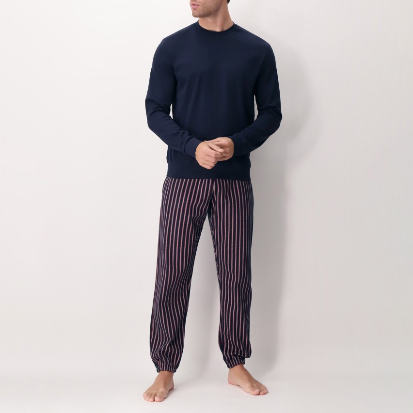 Pigiama Uomo in caldo cotone pantalone a righe spigate Perofil VPRT92975