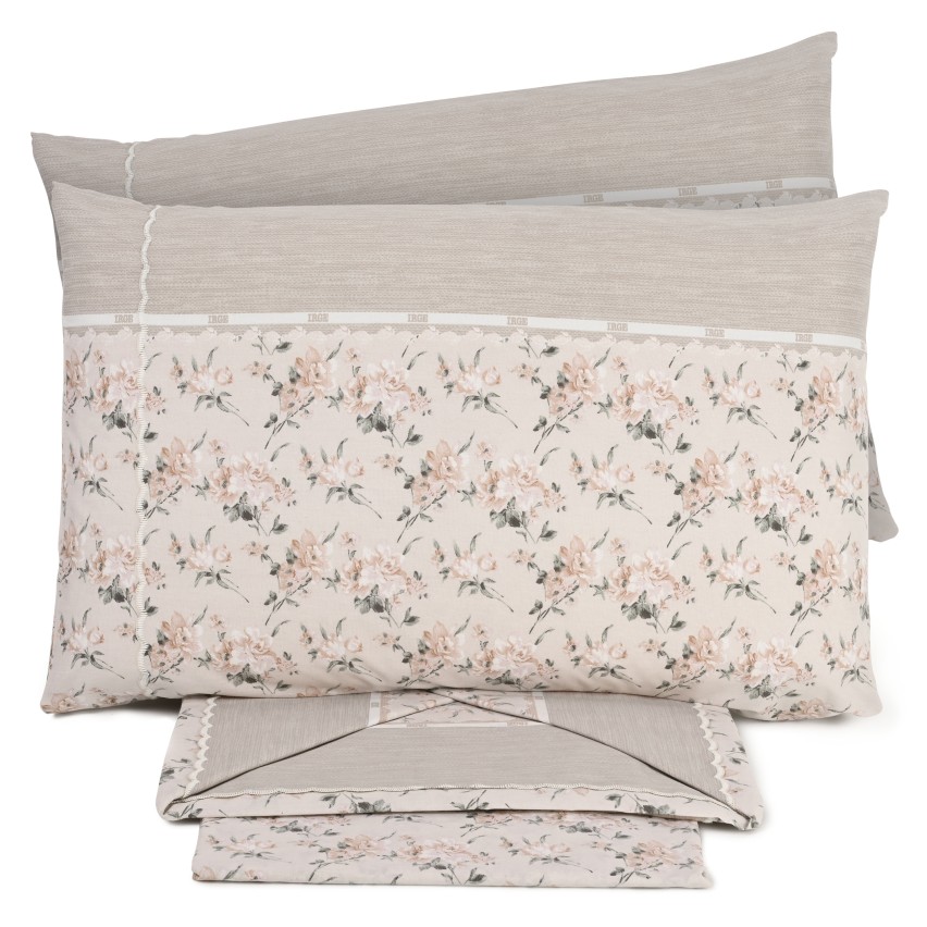 Lenzuola letto fantasia fiorata con smerlo Irge Praga Nova