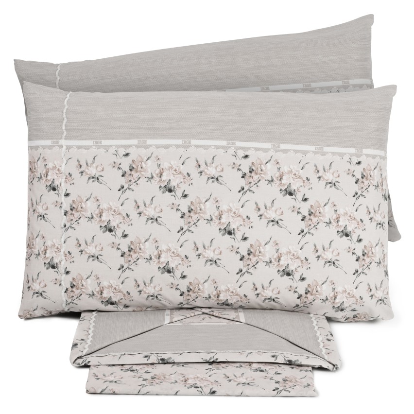 Lenzuola letto fantasia fiorata con smerlo Irge Praga Nova