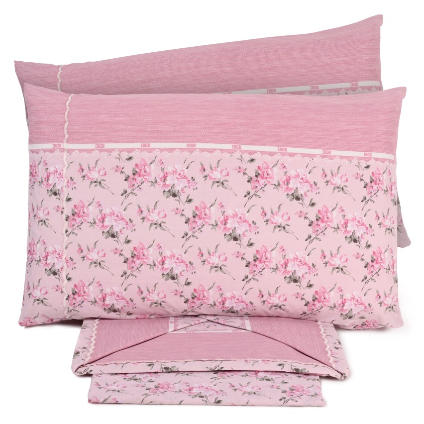 Lenzuola letto fantasia fiorata con smerlo Irge Praga Nova