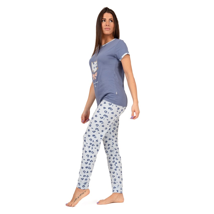 Pigiama donna 3 pezzi lungo + corto cotone Irge TD45
