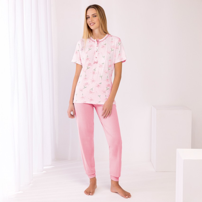 Pigiama Donna estivo floreale 100% cotone IRGE IRL2370