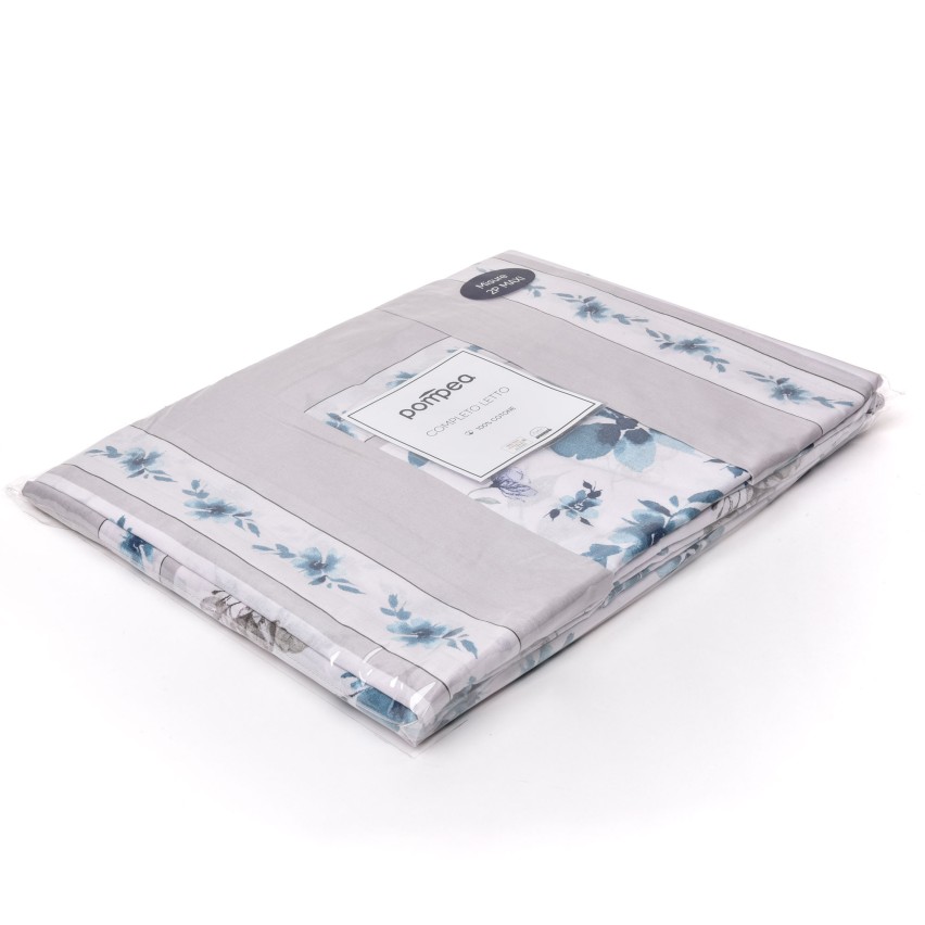 Completo letto Pompea Isotta lenzuola sopra sotto con angoli federa beige