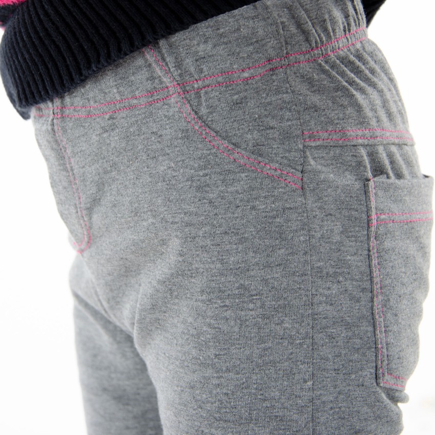 Leggings bimba caldo cotone grigio Meritex impunture rosa