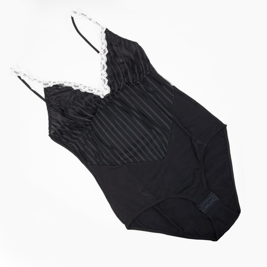 Body Donna Jadea 4191 tulle rigato e pizzo nero