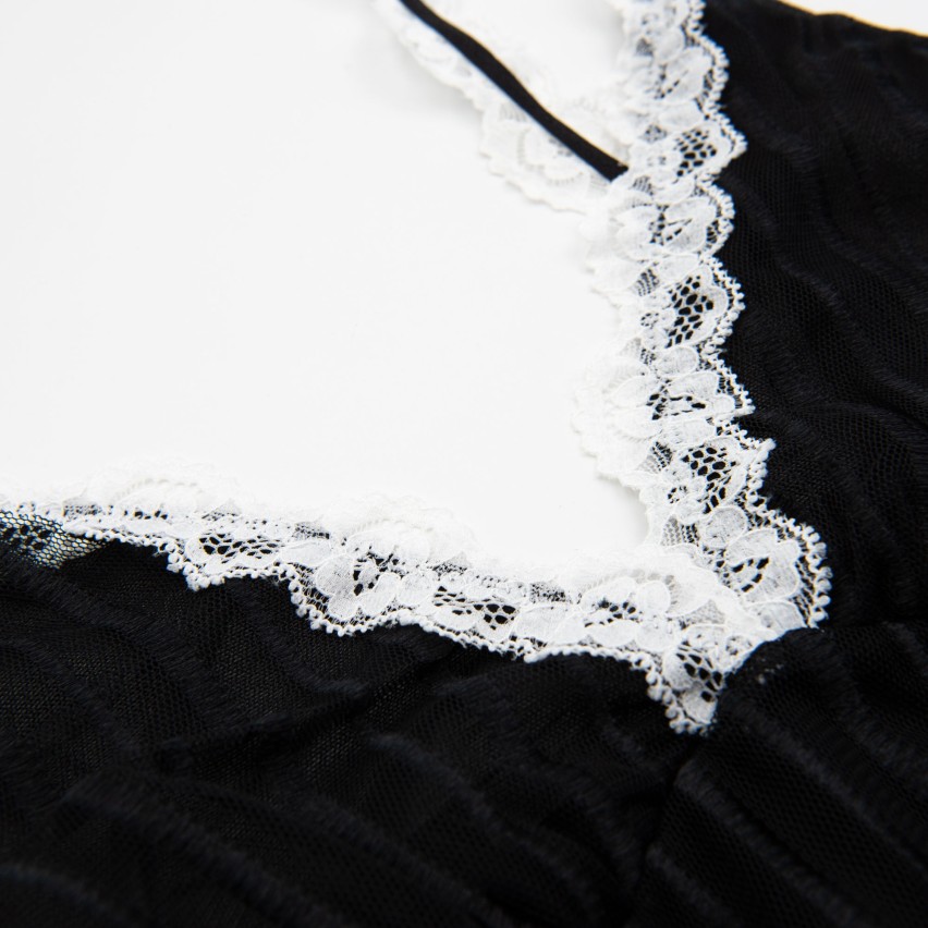 Body Donna Jadea 4191 tulle rigato e pizzo nero