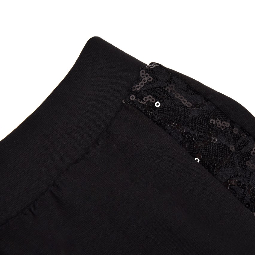 Leggings nero con dettaglio laterale pizzo e paillettes Jadea Galà 4451 