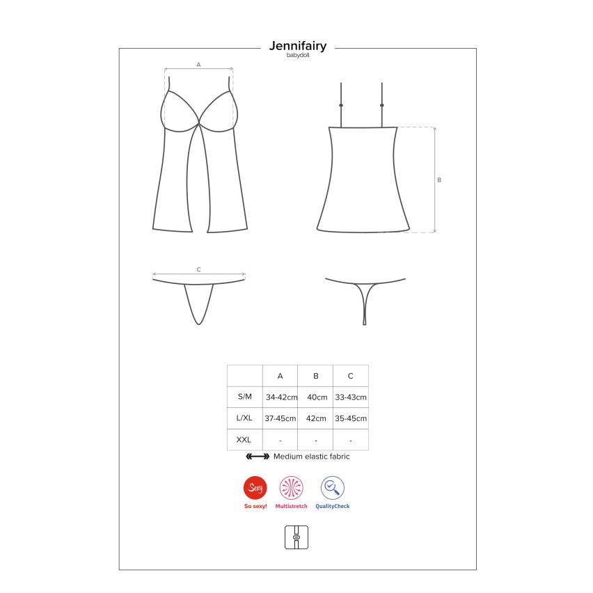 Babydoll + perizoma set Obsessive pizzo florale Jennifairy