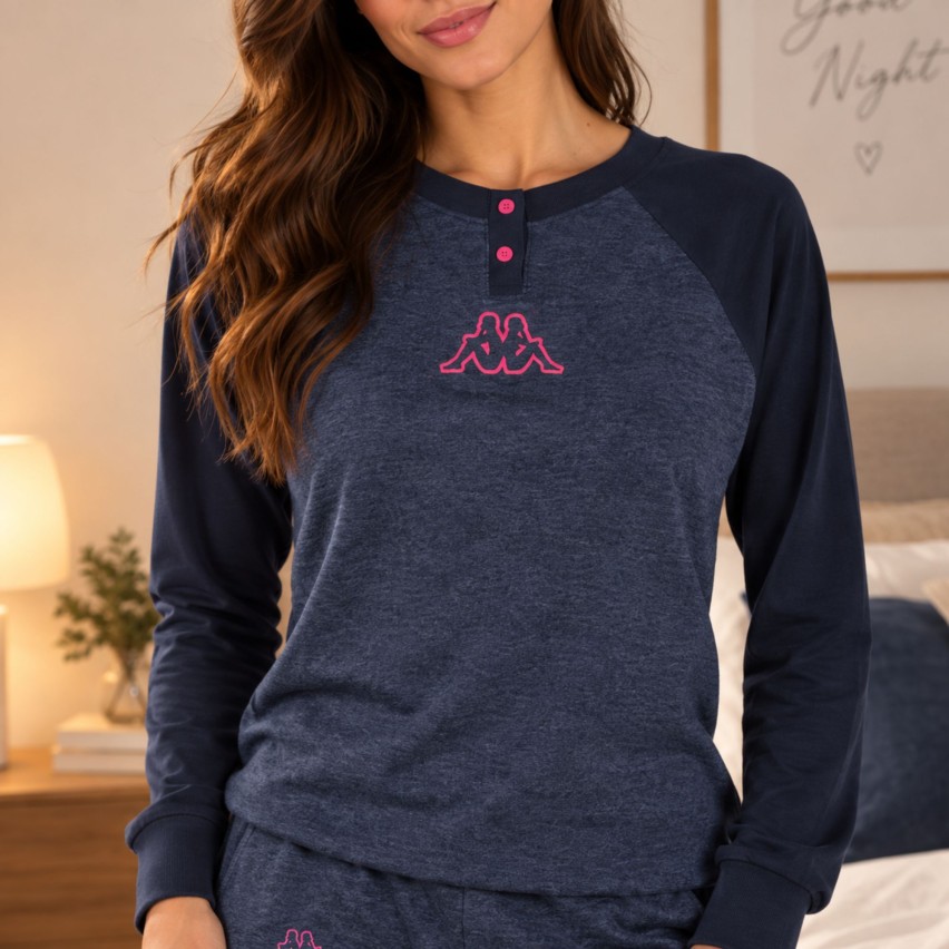 Pigiama donna scollo serafino caldo cotone Kappa KWW26643