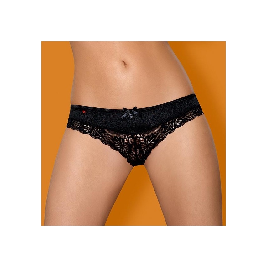 Slip donna Obsessive 846-pan-1 nero sensuale con gioiello