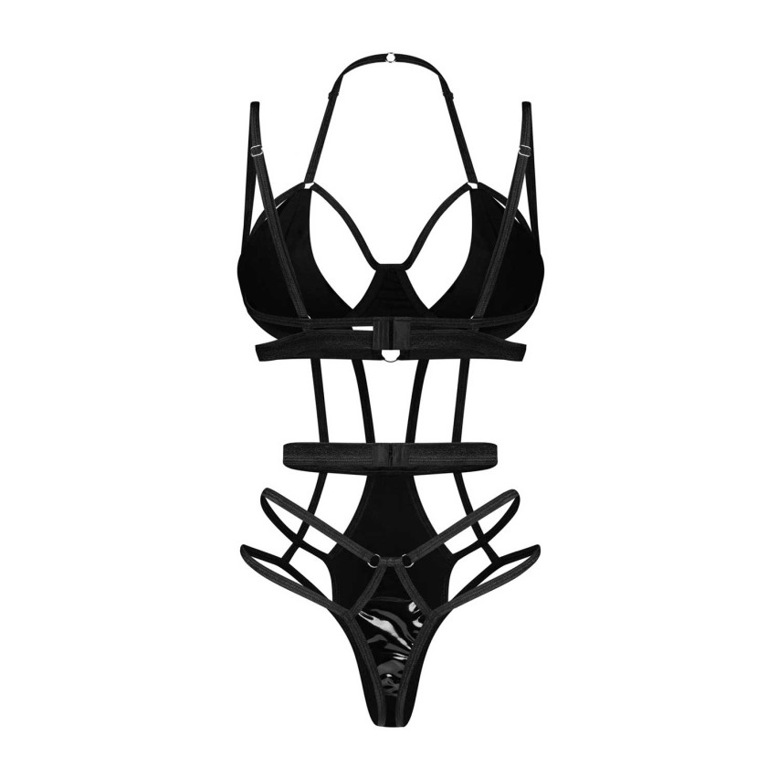 Body effetto latex e raso Obsessive Keira Lise teddy