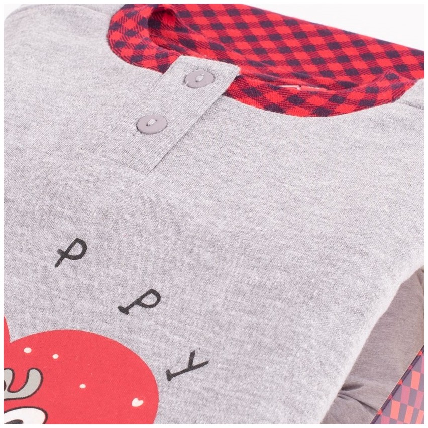 Pigiama bambina caldo cotone Biancaluna D3091 renna a scacchi