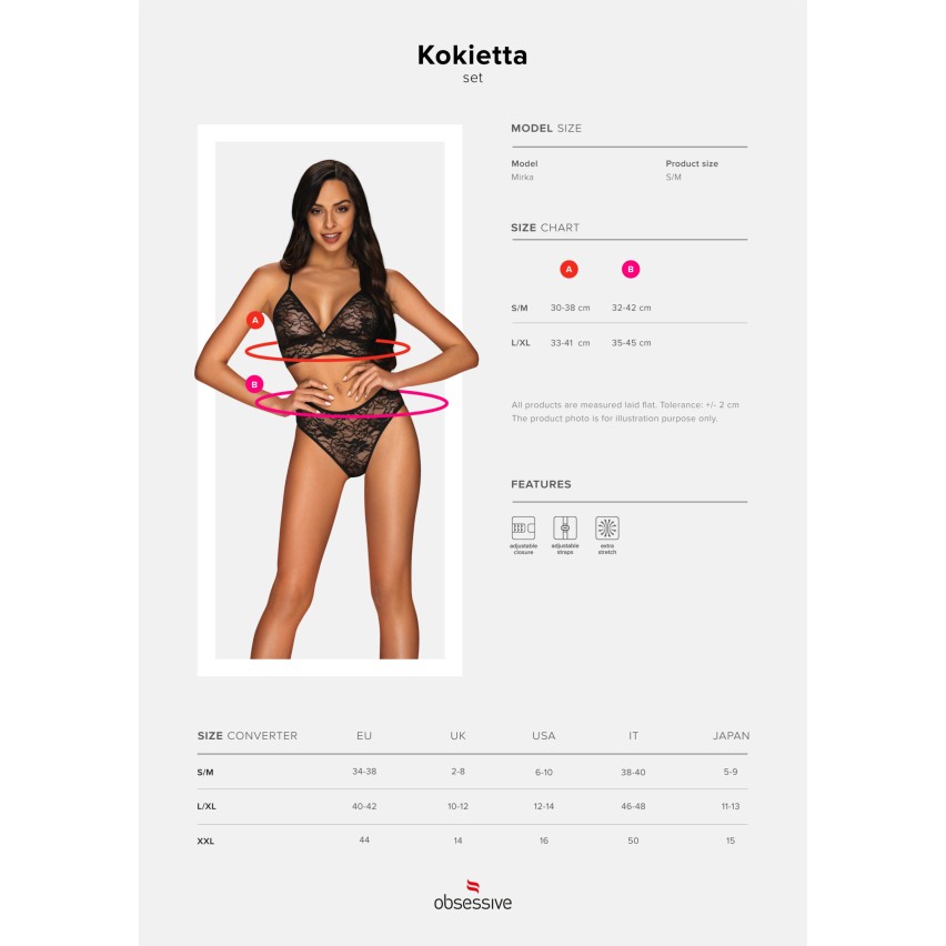 Coordinato in pizzo sexy Kokietta 2 pezzi reggiseno + slip