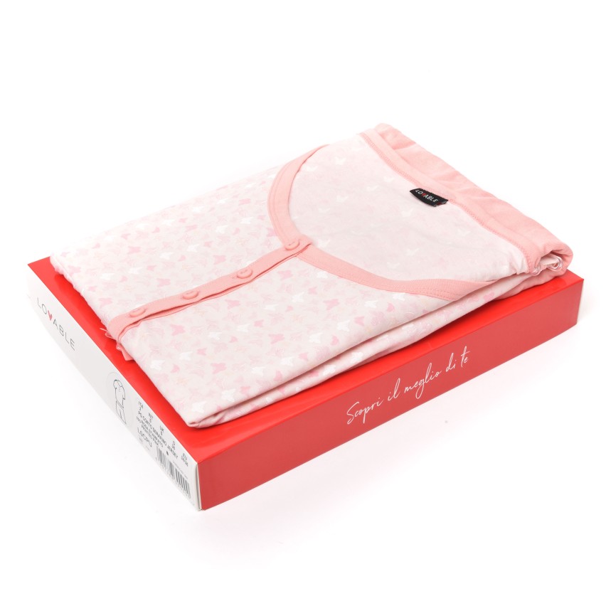 Pigiama donna estivo Lovable L0CPU 100% cotone rosa farfalline