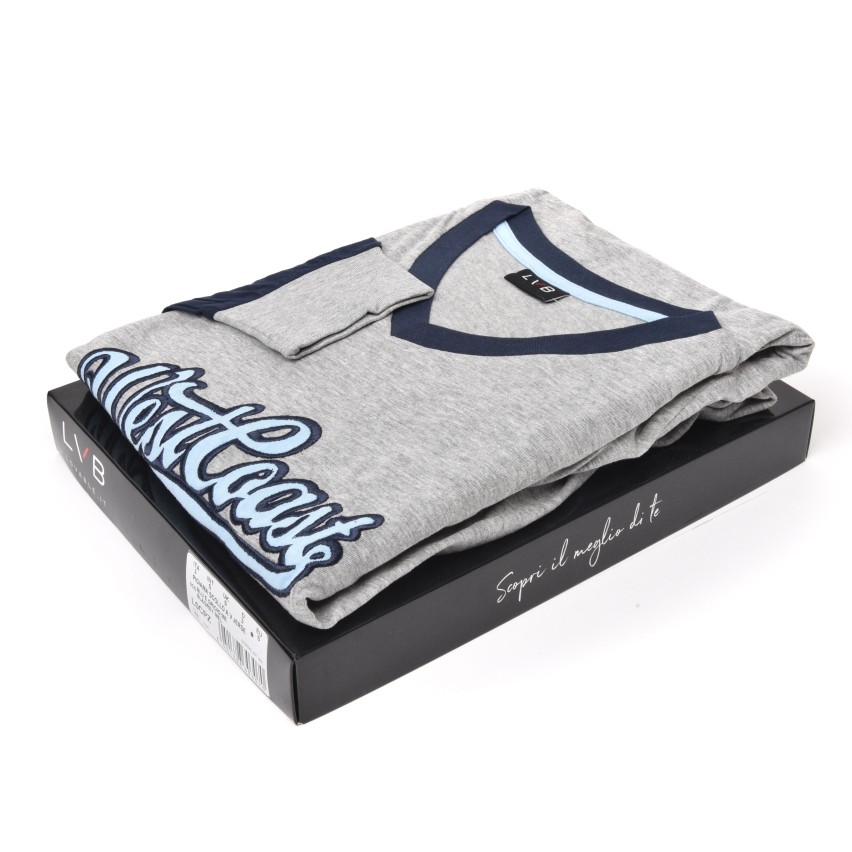 Pigiama uomo Lovable L0CPZ cotone blu grigio