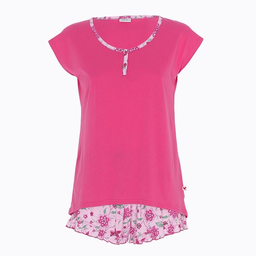 Pigiama donna estivo 100% cotone fantasia floreale con pantaloncino Lovable L0DBO