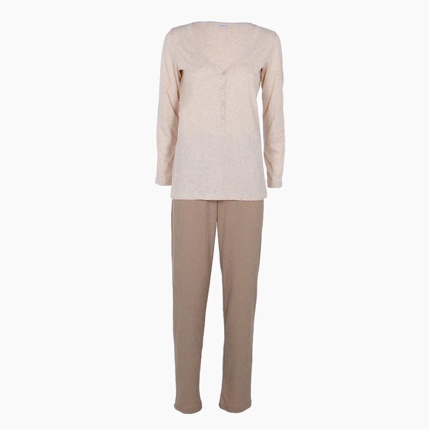 Pigiama donna pantalone effetto waffle cotone Lovable L0ETM