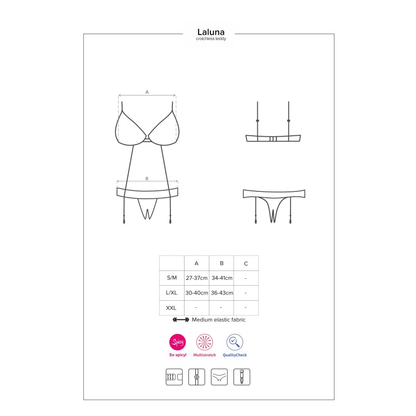 Sexy completino Obsessive laluna crotchless teddy nero