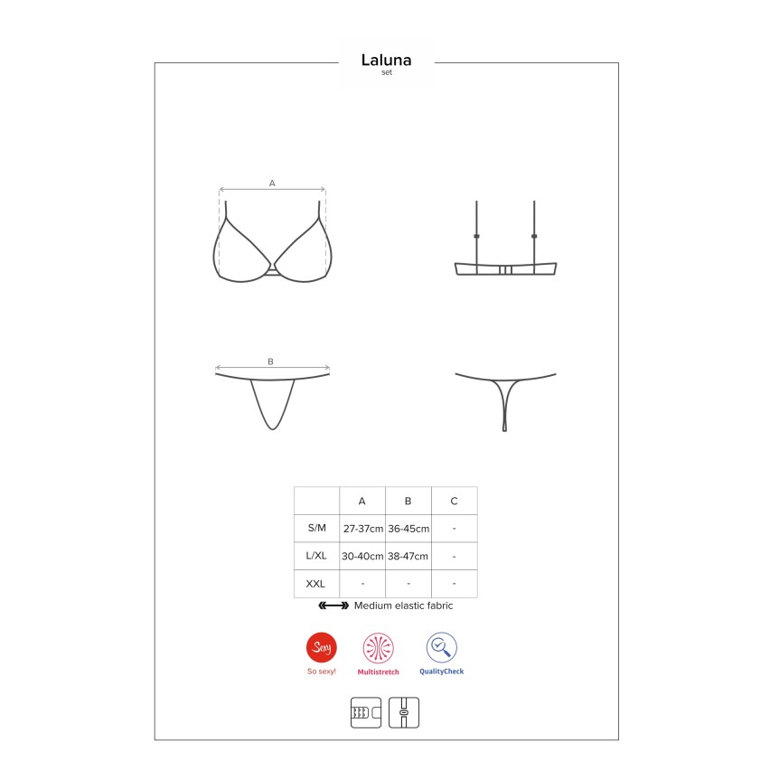 Sexy completino reggiseno e brasiliana Obsessive Laluna set  2 pz nero