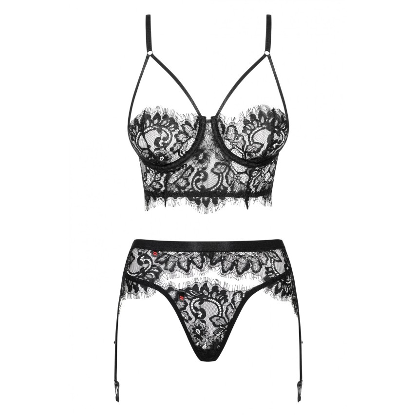 Sexy set top + reggicalze + perizoma Obsessive Lashy 3pz.