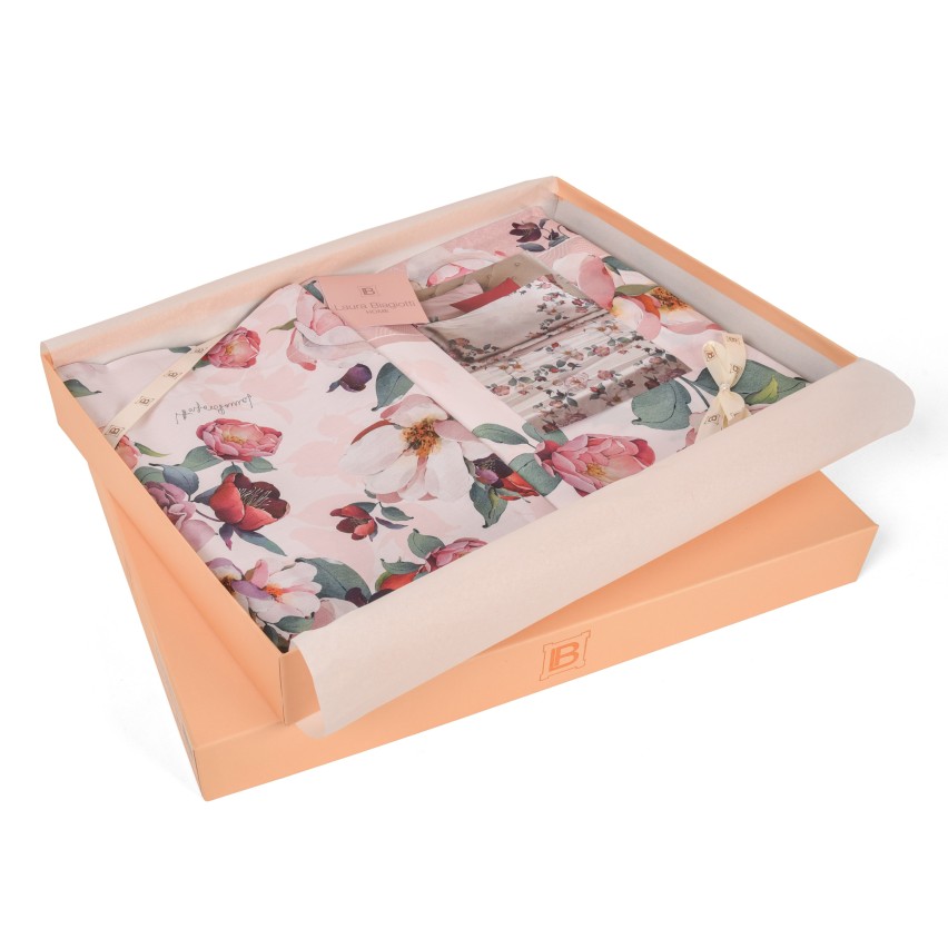 Completo letto Laura Biagiotti 100 % Percalle di Cotone Matrimoniale Floreale