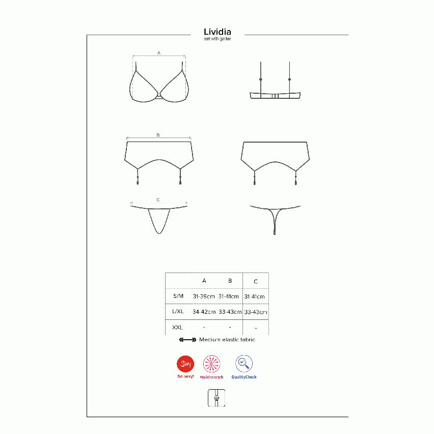 Sexy reggiseno + reggicalze + perizoma Obsessive lividia 