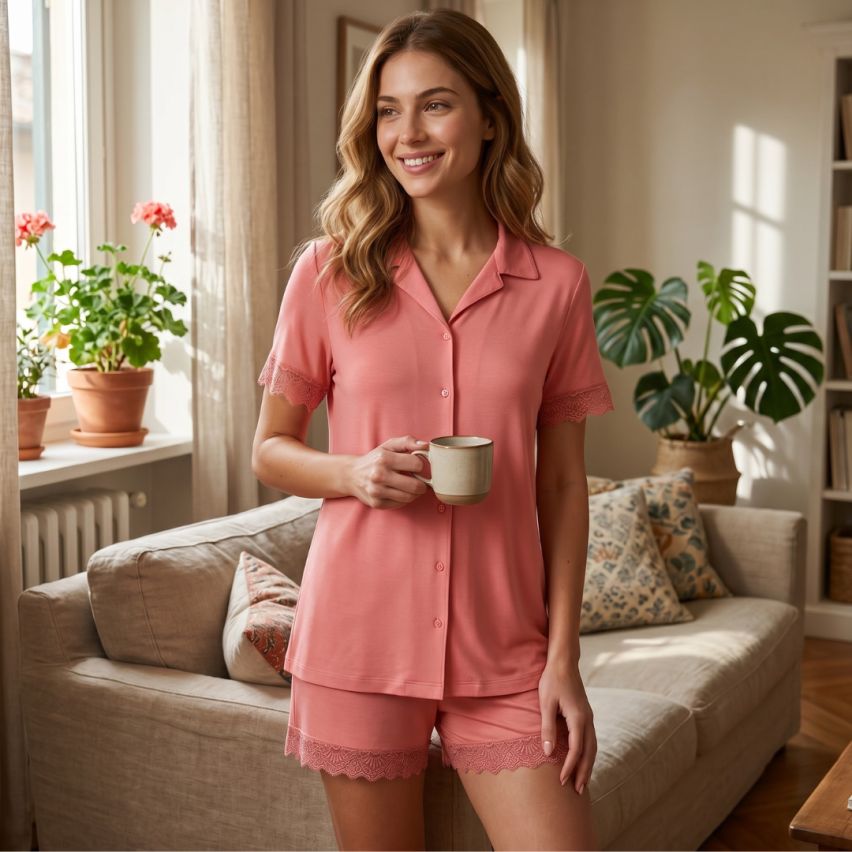 Pigiama donna corto maglia aperta in modal Lovable L0ETH
