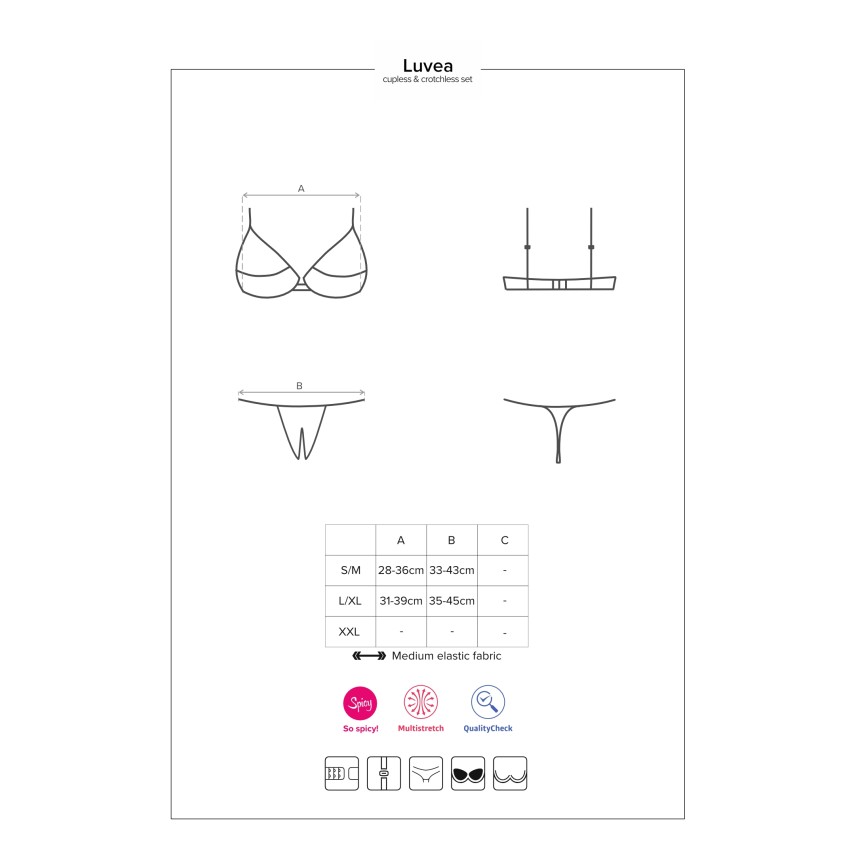 Sexy completino Obsessive Luvae Cupless Set Nero