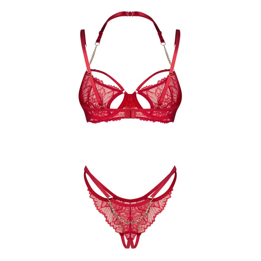 Coordinato reggiseno e perizoma aperto Obsessive Matildea - 2pcs crotcheless