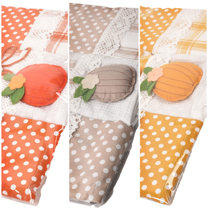 Set da 3 strofinacci Preziosa Melanie 05 100% cotone con pizzo