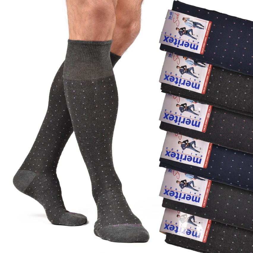 Calze lunghe assortite caldo cotone Meritex 1720 fantasia 6 paia