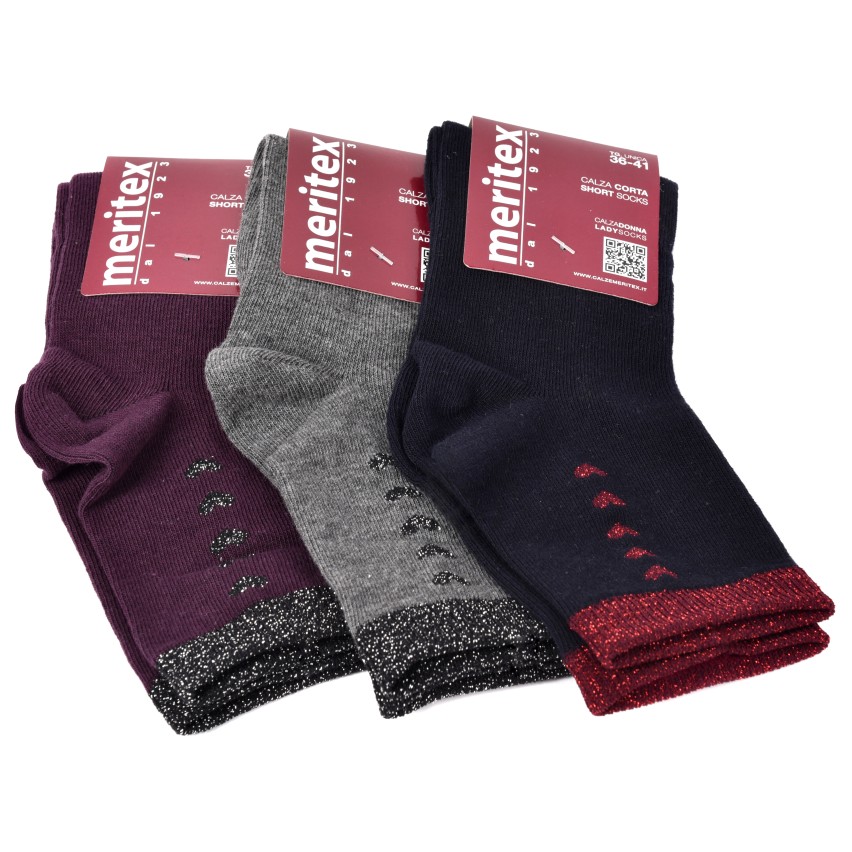 Calzini donna taglio vivo caldo cotone meritex 3583 A 3 paia