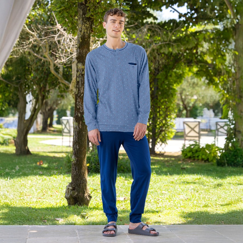 Pigiama uomo maglia a fantasia cotone leggero Irge MIL2651