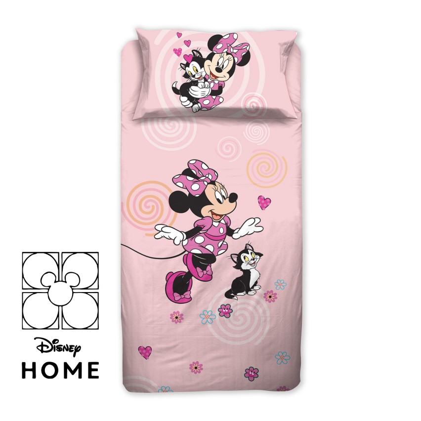 Completo letto lenzuola sopra + sotto con angoli + federa Minnie mouse bimba