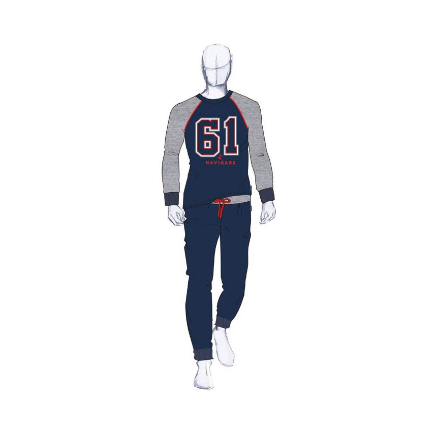 Pigiama uomo Navigare caldo cotone blu navy 2141239