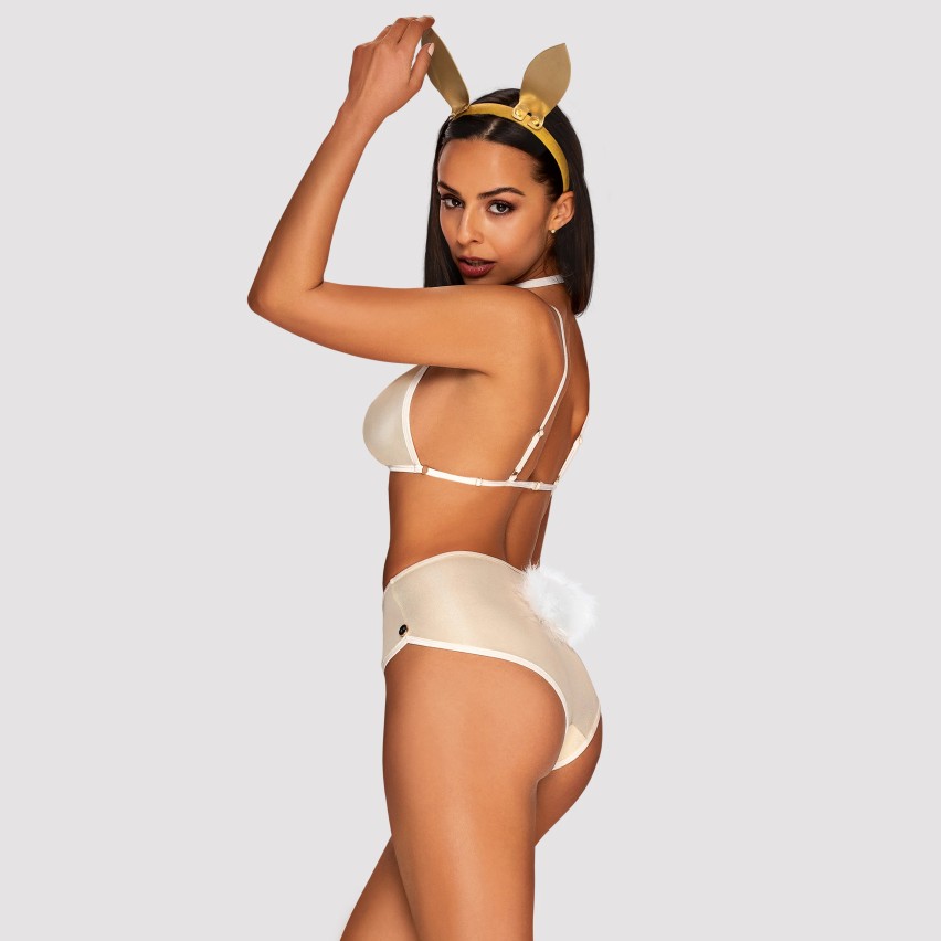 Costume sexy reggiseno + slip + fascia + girocollo Obsessive Neo Goldes 