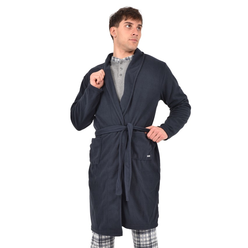 Vestaglia uomo in pile coral lunga con cinta Irge 1871