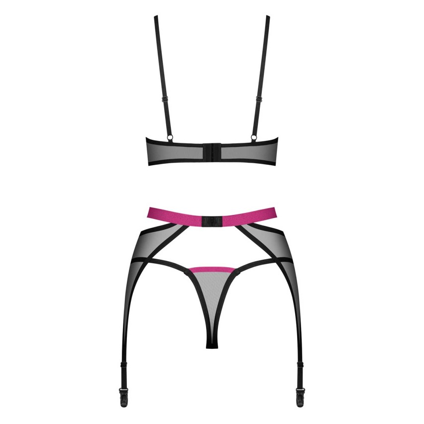 Coordinato reggiseno perizoma reggicalze Obsessive Novenes 3 pezzi