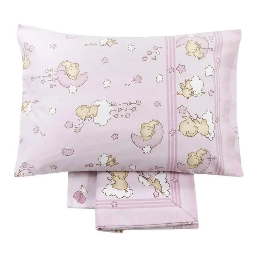 Set lenzuola culla Biancaluna monnie 100% cotone