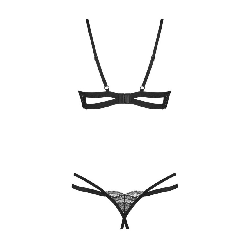 Set sexy in pizzo con reggiseno shelf e perizoma cavallo aperto Obsessive Nutris 