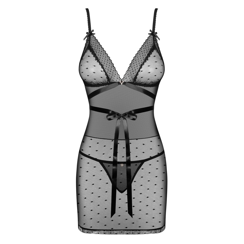 Sottoveste e perizoma Obsessive Bowessa chemise & thong raso